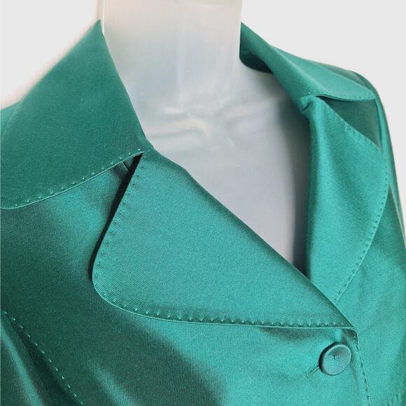 Vintage Albert Nipon Skirt Suit Wool Silk 8 Emerald Green Jackie O Classic 60s - Picture 8 of 16